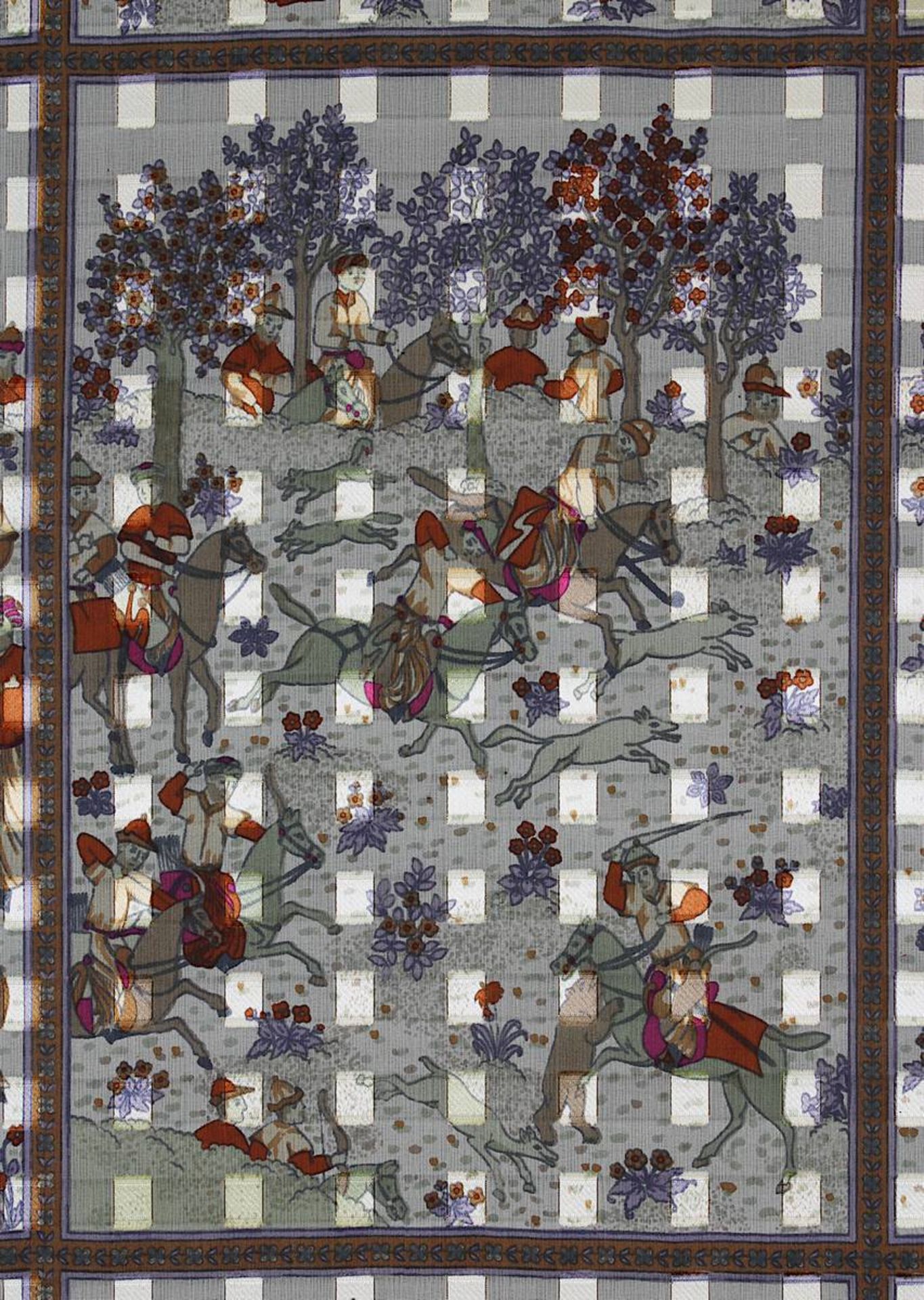 Colcombet, Hilaire, französischer Textilkünstler 2. H. 20. Jh., dekoratives Seidenbild "Kirgiz", mit - Bild 2 aus 5