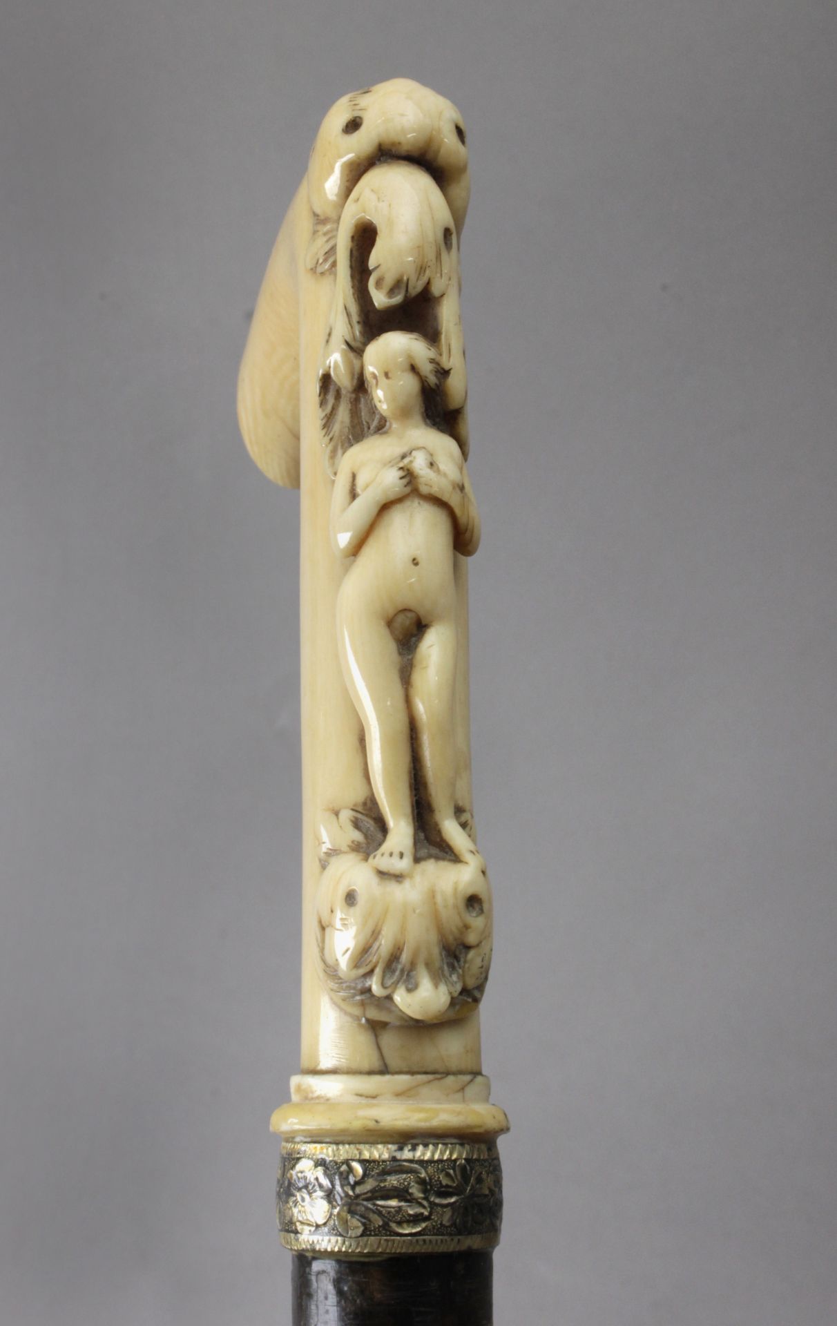 A 19th entury European ivory handled walking stick