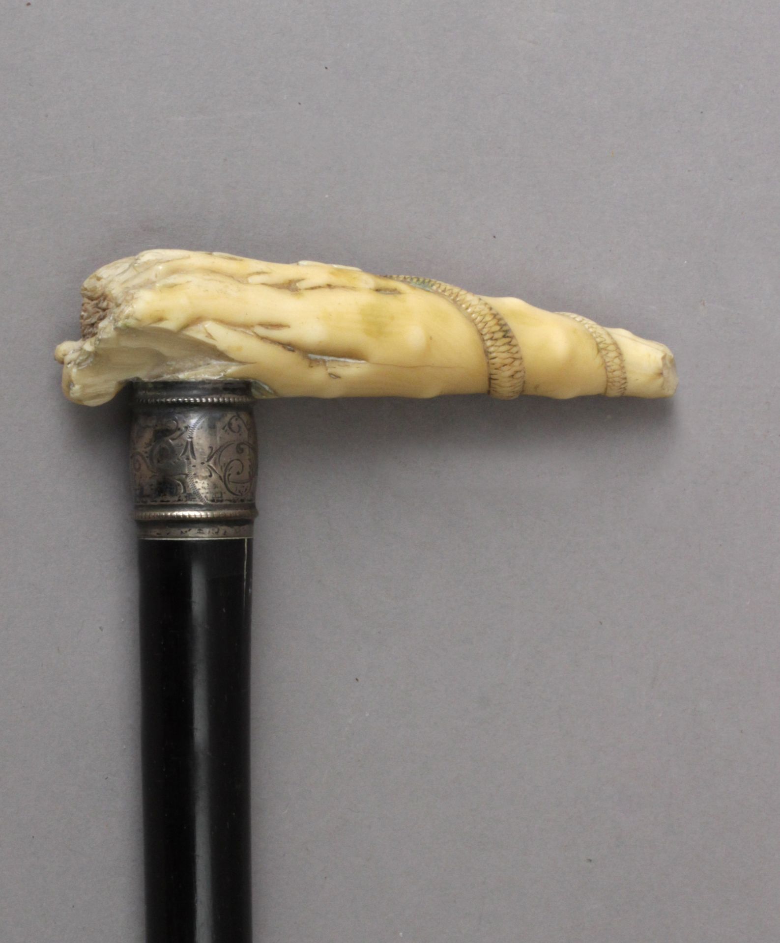 A 19th century probably English ivory handled walking stick - Bild 3 aus 6