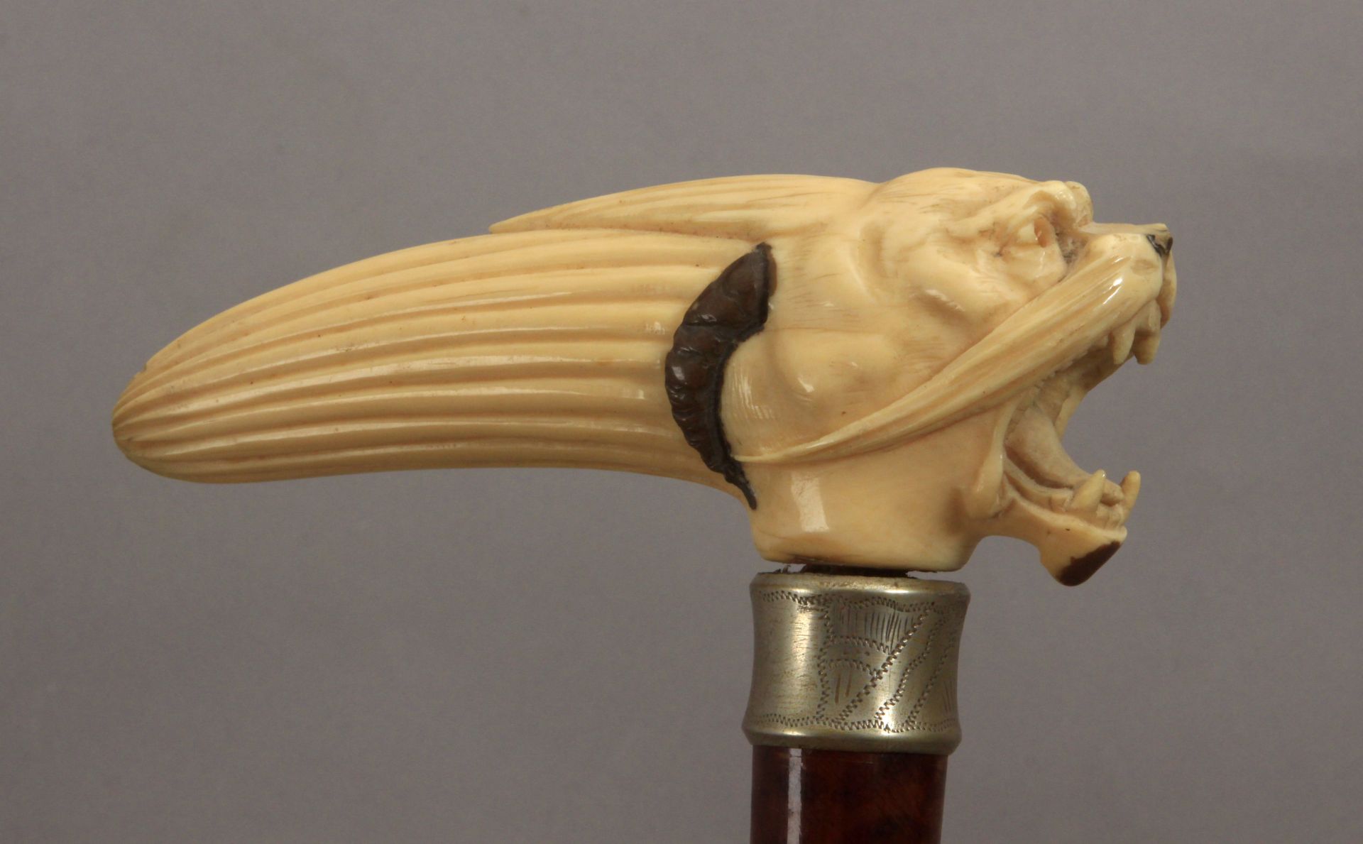 A 19th century ivory handled walking stick - Image 2 of 4