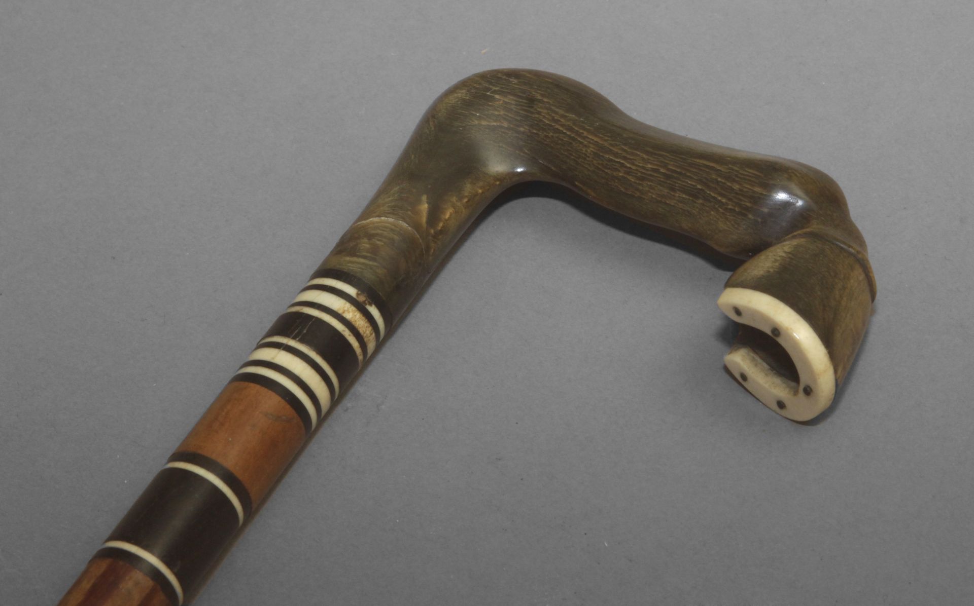 A 20th century wood, horn and bone sample walking cane