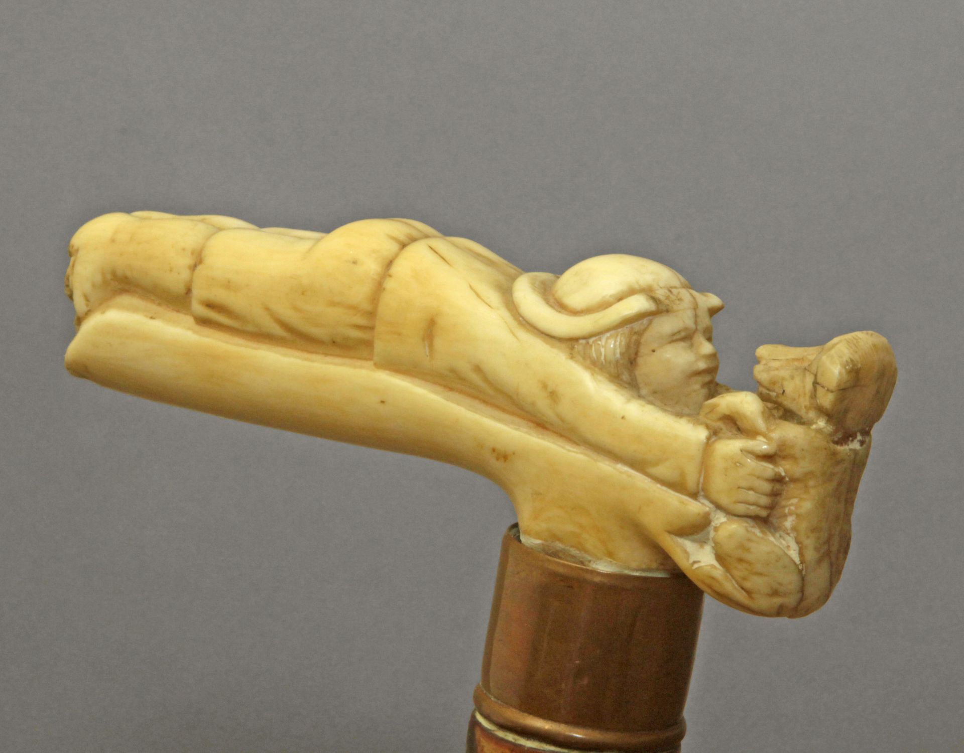 An ivory handled walking cane, Central Europe, 19th century