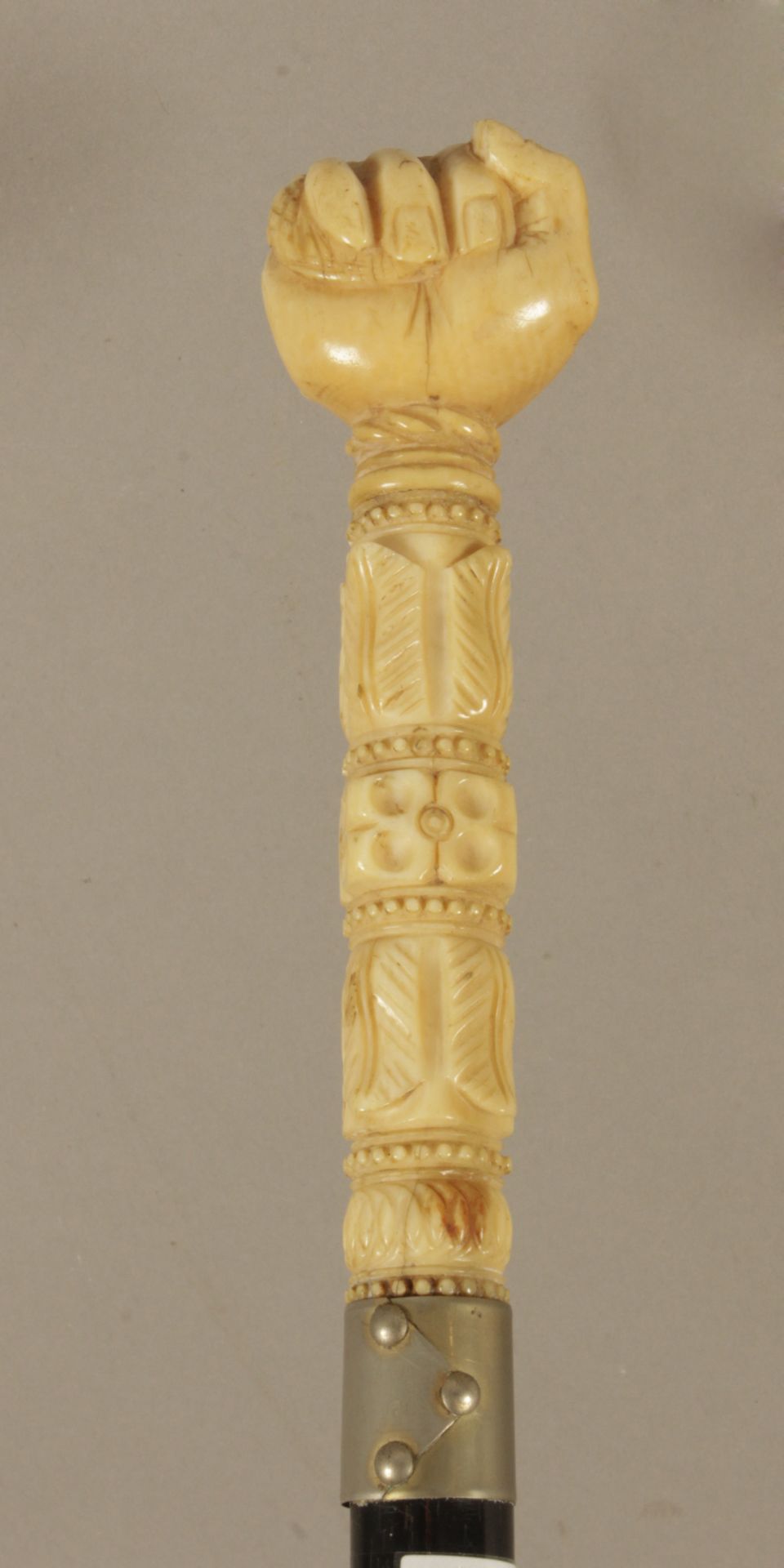 A 19th century probably Indian ivory handled walking stick