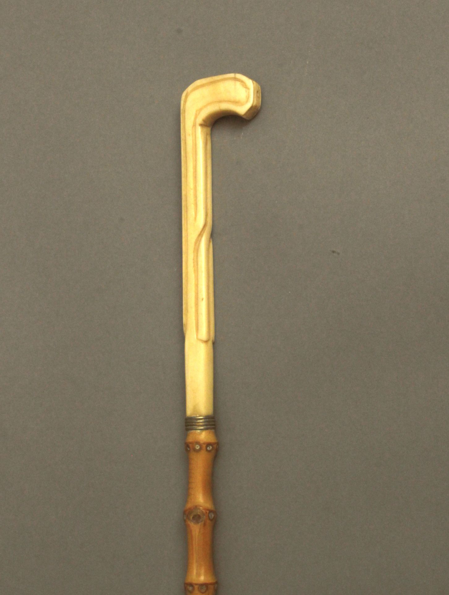 An ivory handled walking stick circa 1900