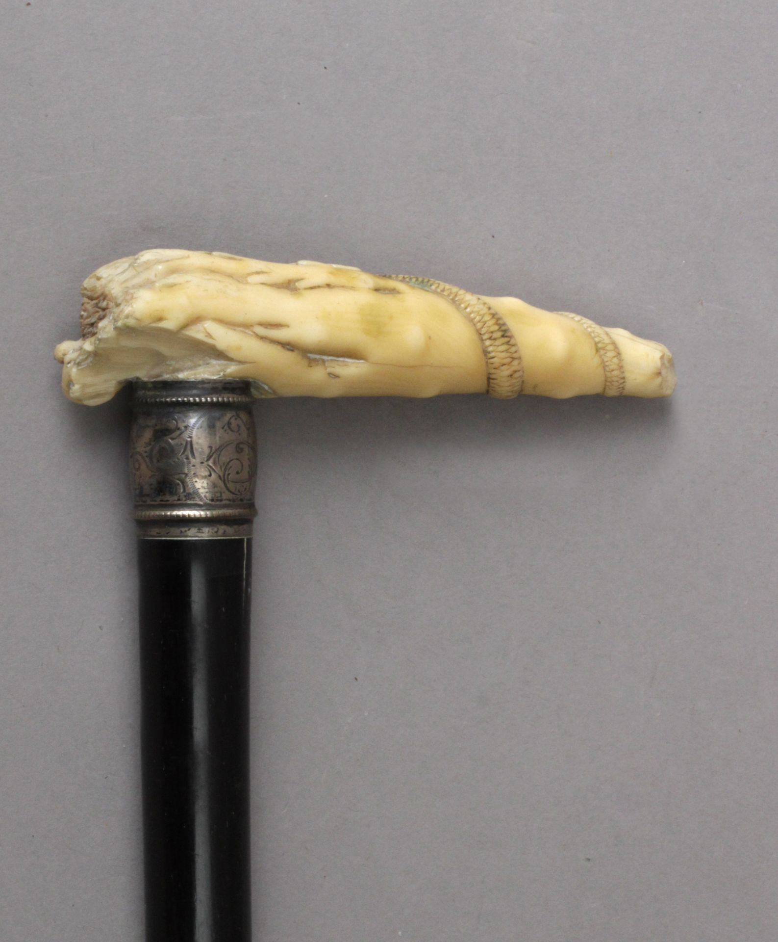 A 19th century probably English ivory handled walking stick - Bild 2 aus 6
