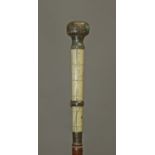 A 19th century Scottish silver and ivory handle dress cane