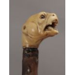 A first half of 19th century ivory handled walking stick