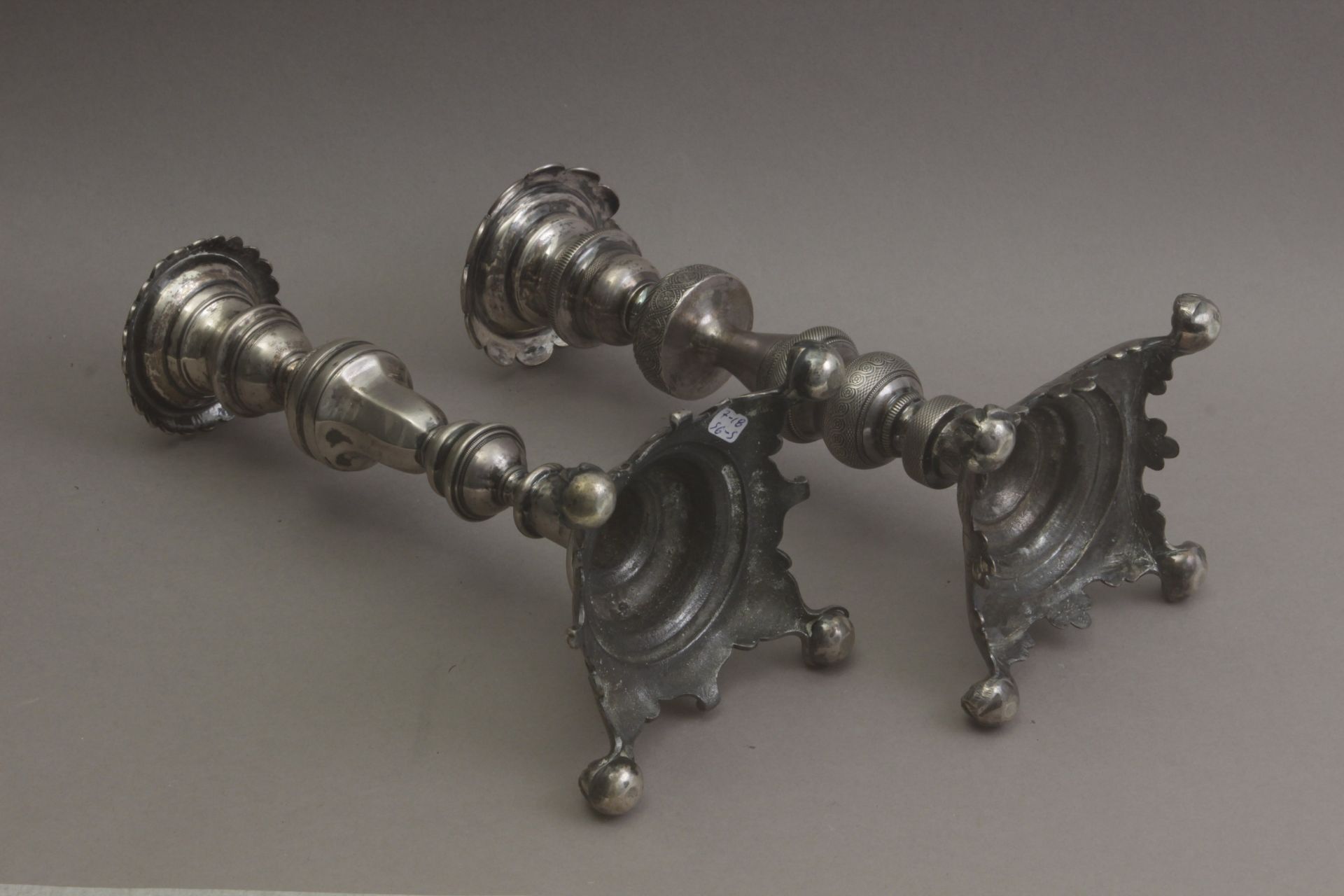 A pair of 19th century silver candlesticks from Brazil - Bild 4 aus 4