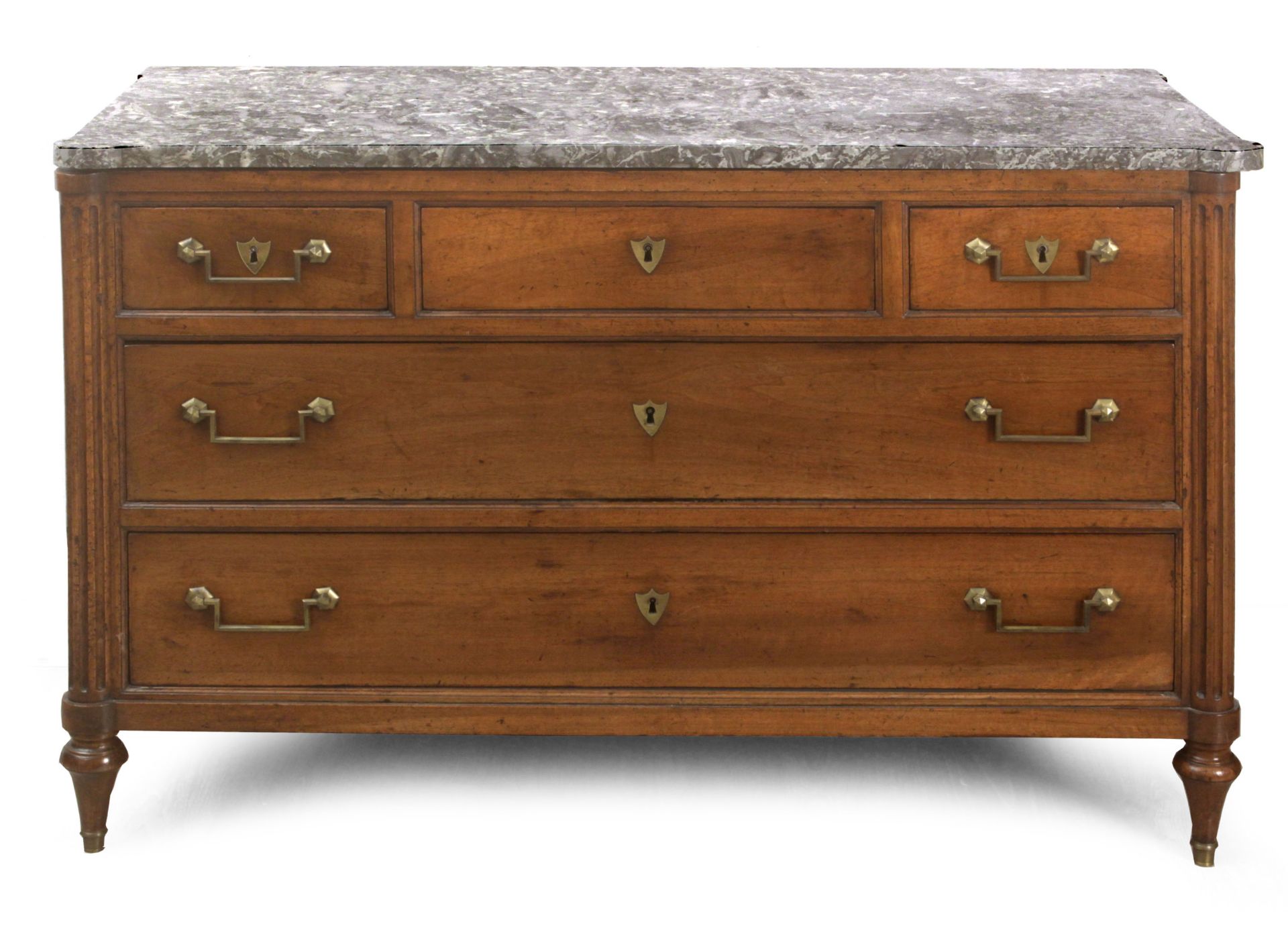 Las quarter of 18th century Louis XVI walnut chest of drawers