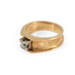 A 0,38 ct. old European cut diamond solitaire ring with an 18k. yellow gold and platinum setting