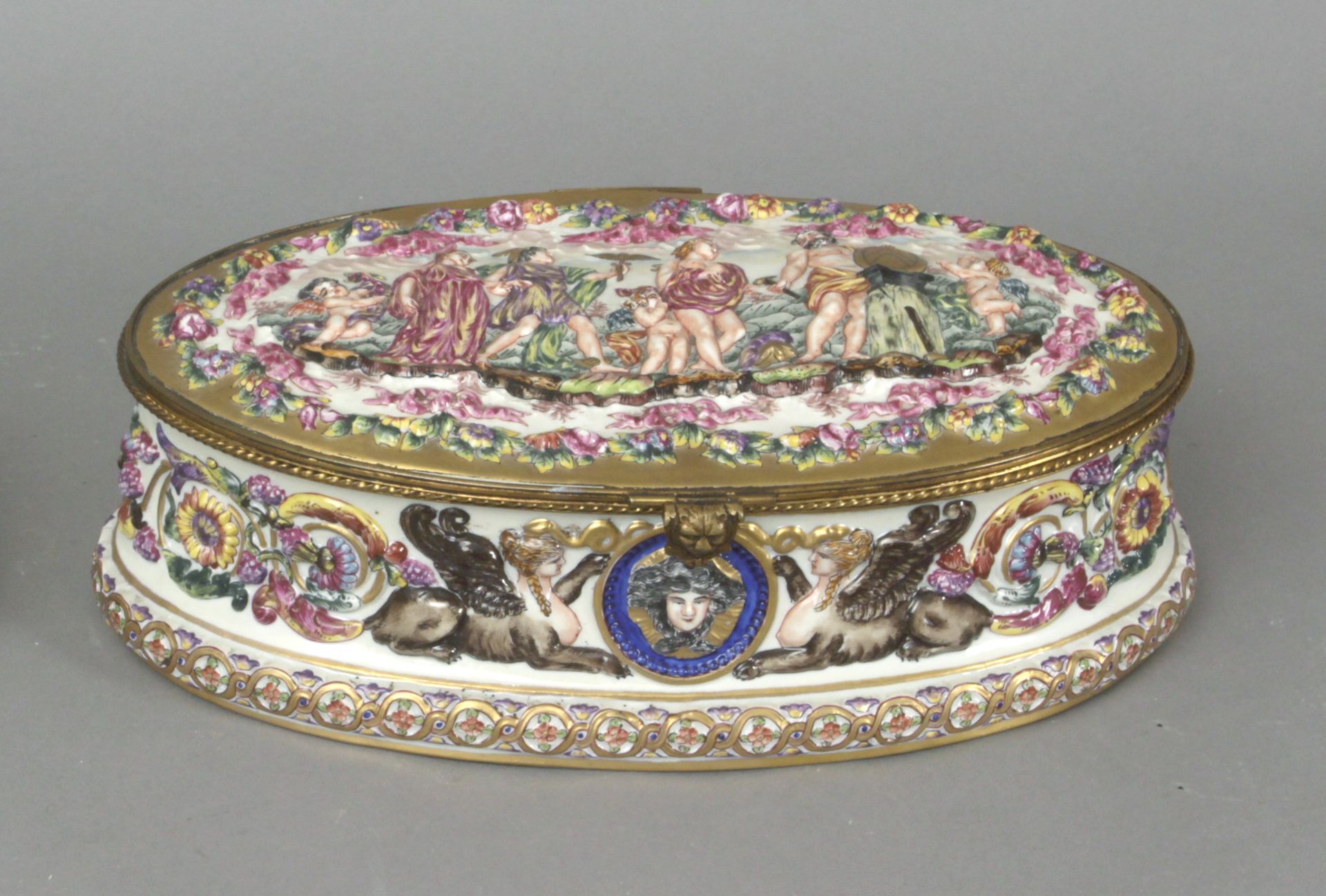 A 19th century Italian box in Capodimonte porcelain