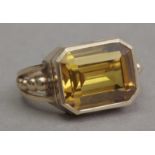 A first half of 20th century ring with a synthetic corundum and an 18k. yellow gold setting