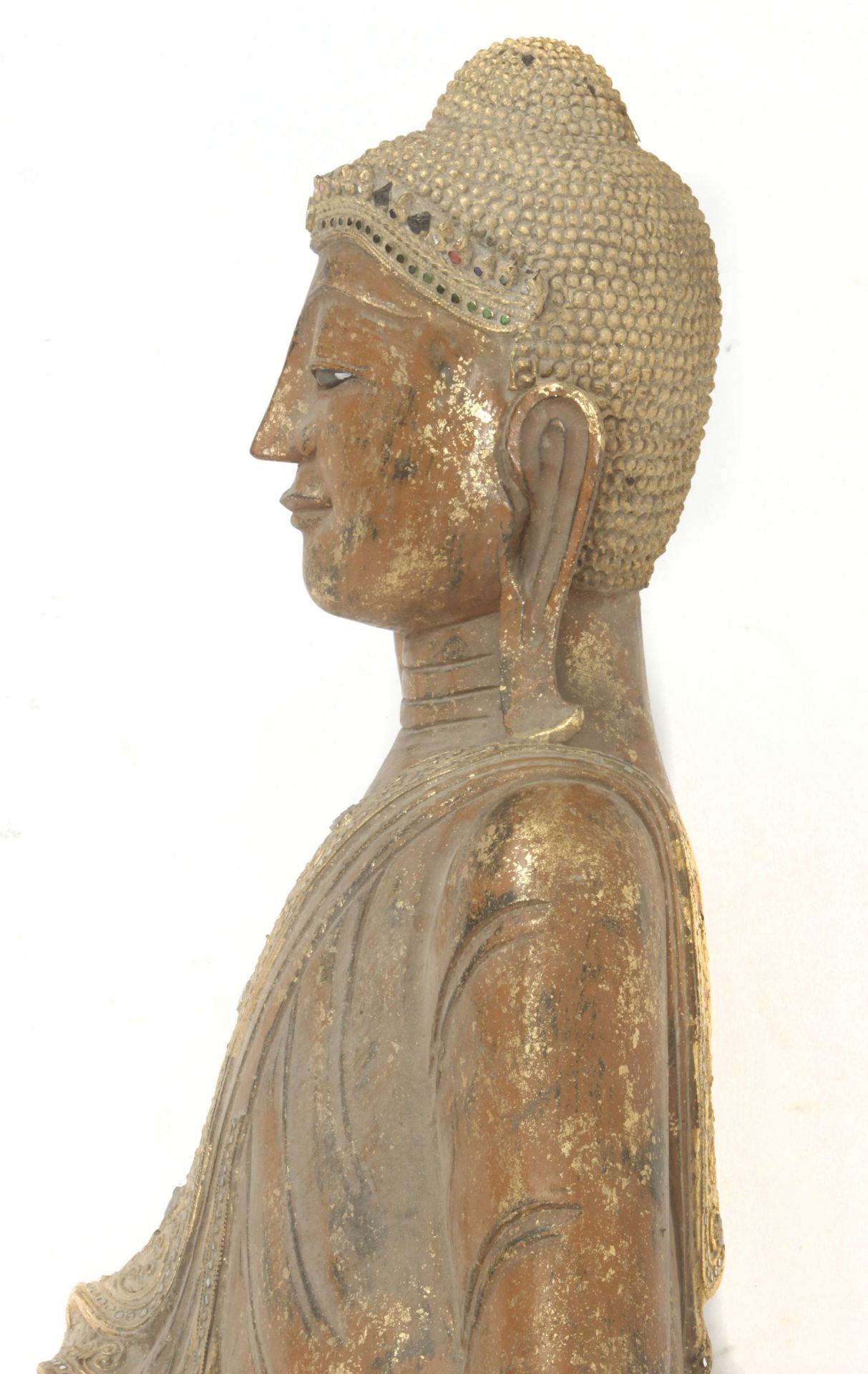 A pair of mid 20th century Burmese buddha figures - Bild 4 aus 9