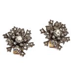 A pair of Spanish Isabelino diamond earrings with a yellow gold and silver setting