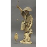 A 19th century Japanese okimono of a fisherman