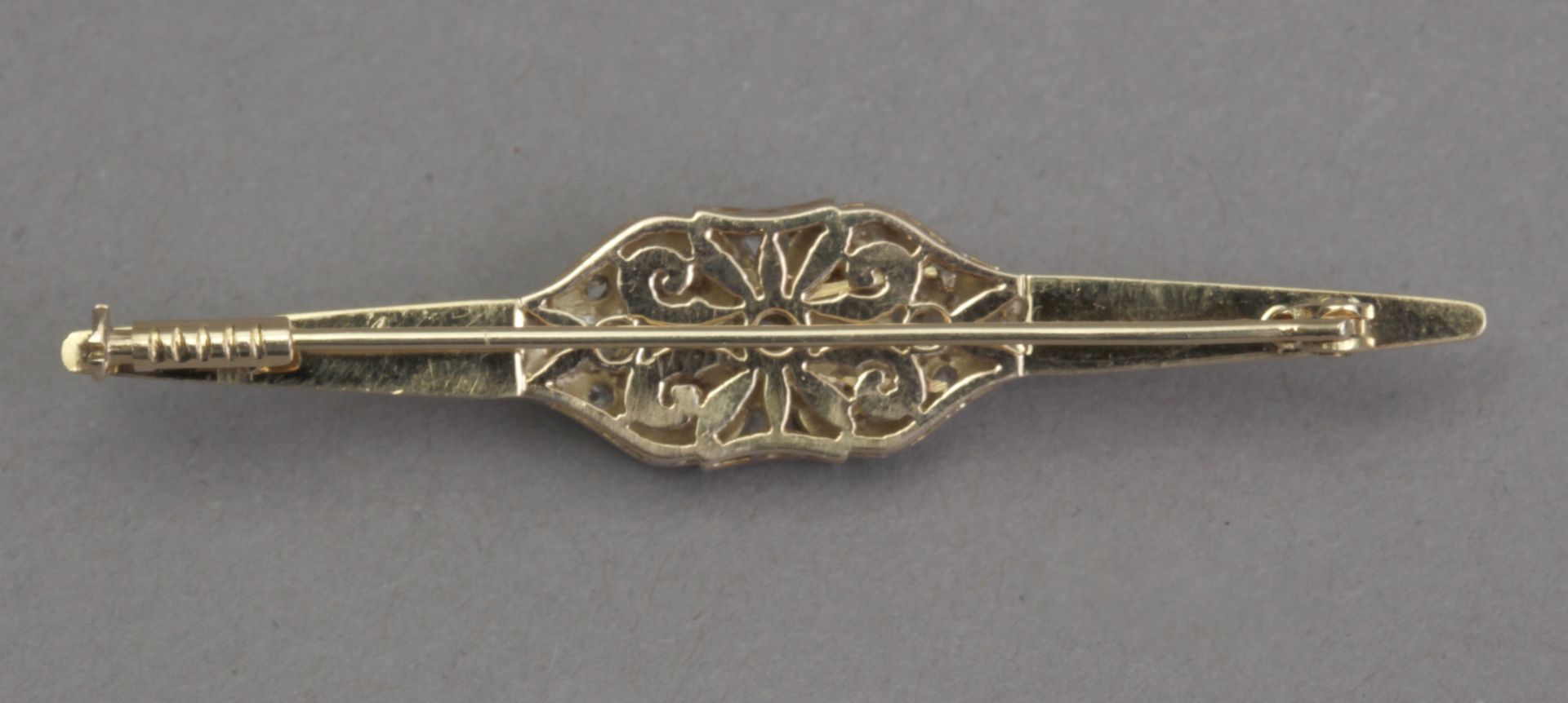 A 20th century Belle Époque style diamond tie pin with an 18k. gold setting - Bild 2 aus 3