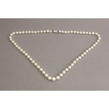 A cultured pearls necklace with a silver clasp