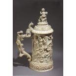 A 19th century Central-European tankard in carved ivory