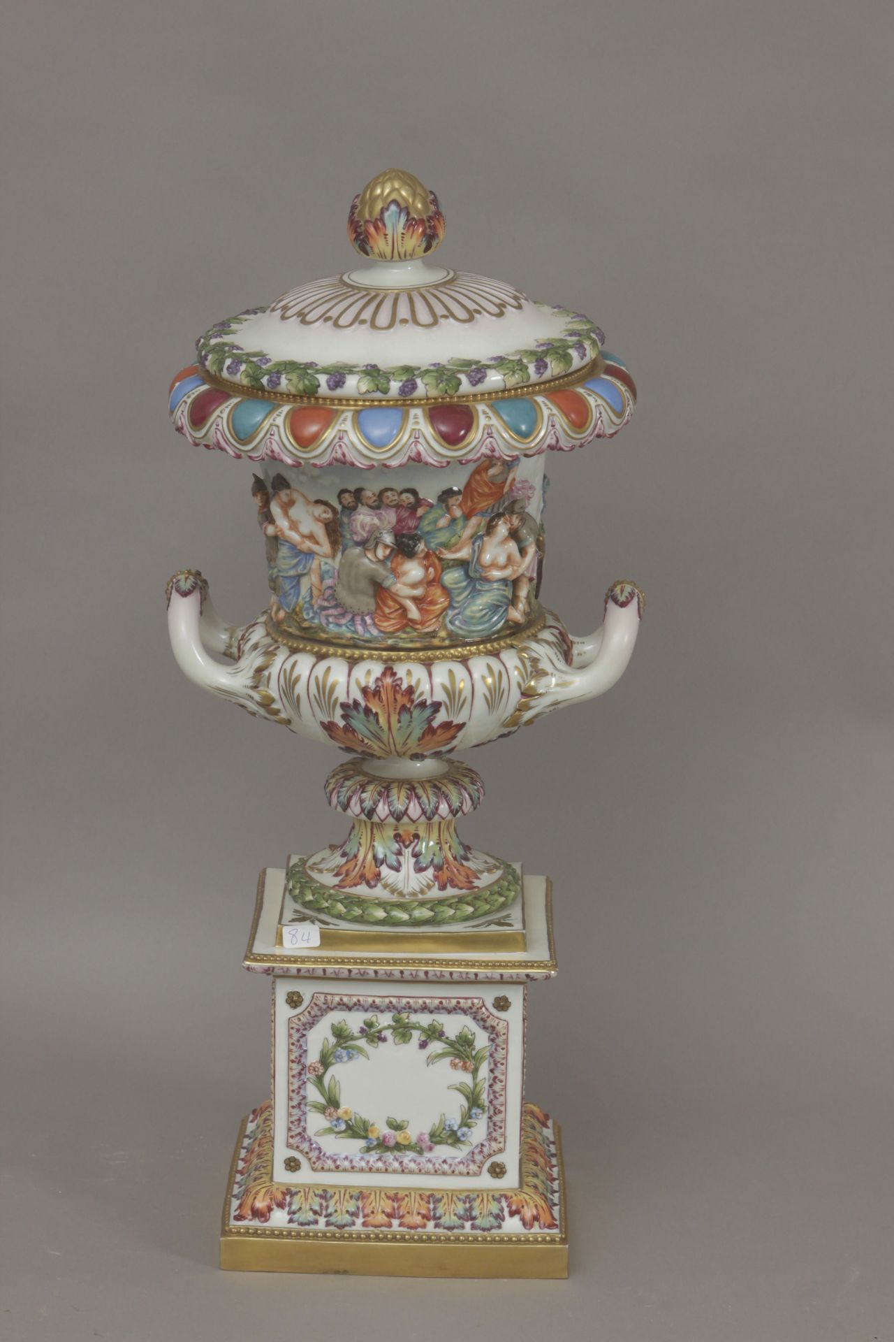 A 20th century Italian Medici vase in Capodimonte porcelain