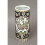 A 20th century Famille Noire porcelain brush pot