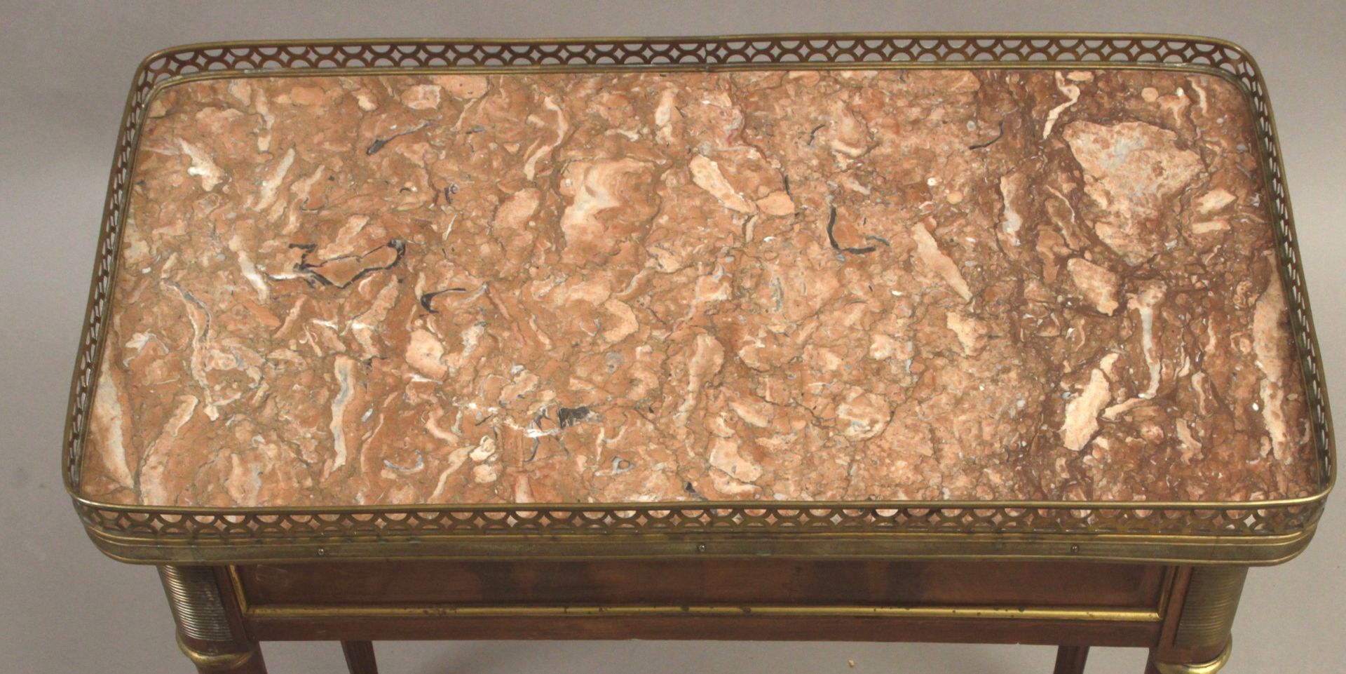 A Louis XVI style walnut side table circa 1900 - Bild 3 aus 3