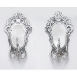 A pair of 19th century Venetian mirrors with four lights