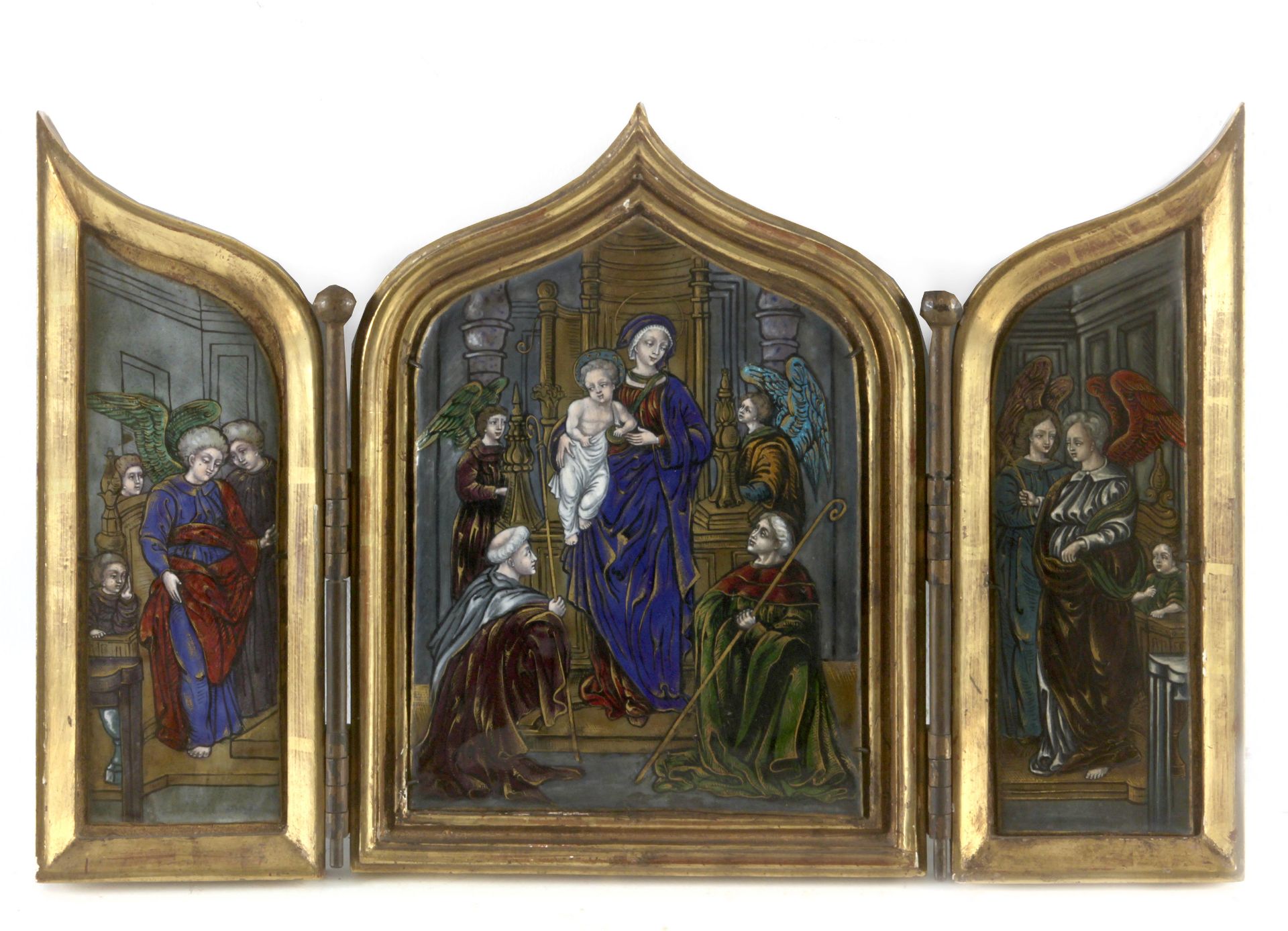 A 19th century triptych with Limoges enamels