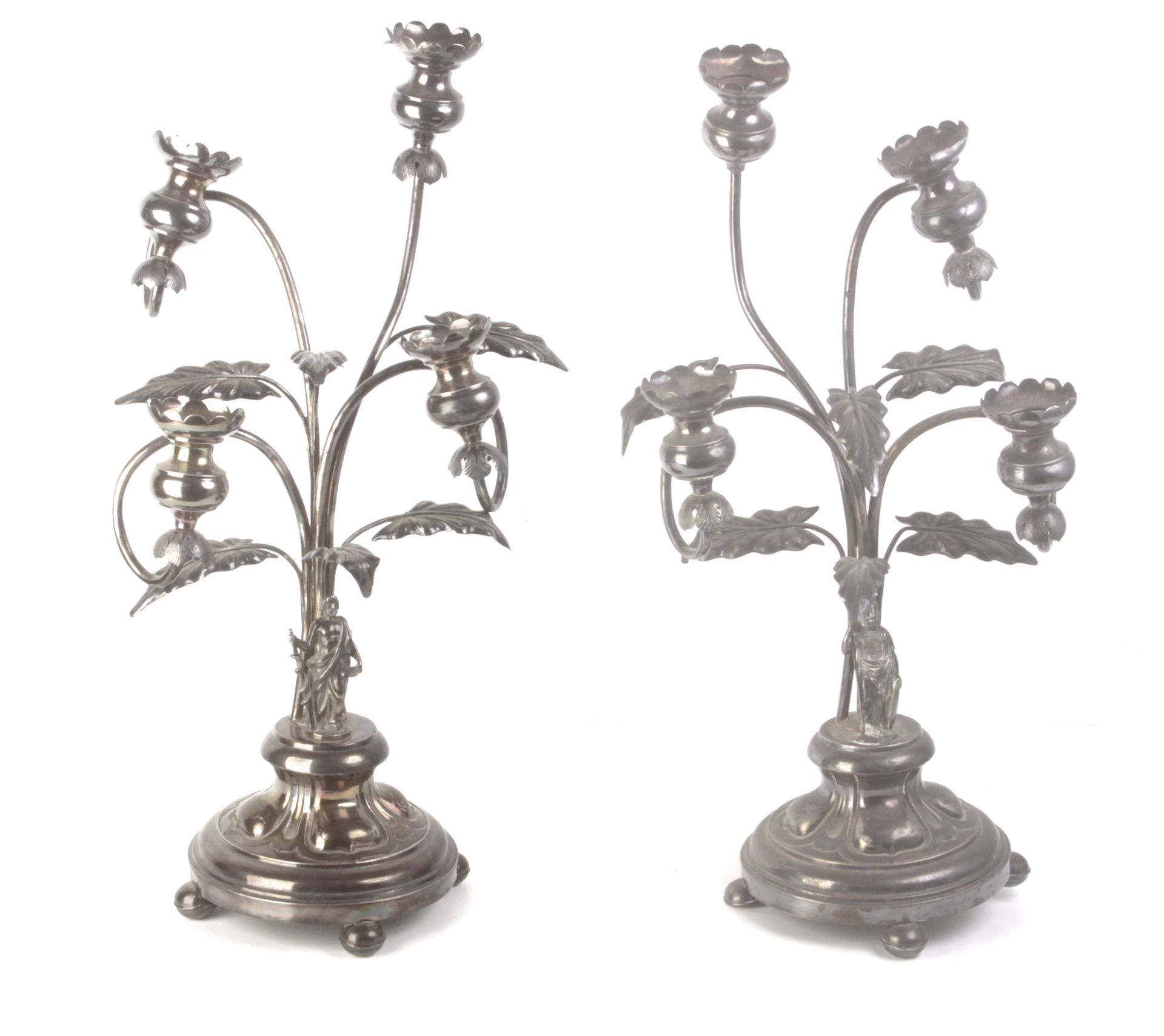 A pair of late 19th century-early 20th century silver candelabras from Barcelona