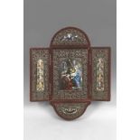 A 19th century Russian triptych with devotional enamels