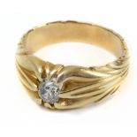 A 0,33 ct. old European cut diamond solitaire ring with an 18k. yellow gold setting