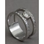 A diamond ring with a white gold setting