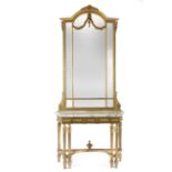 A 20th century Louis XVI style console table and mirror