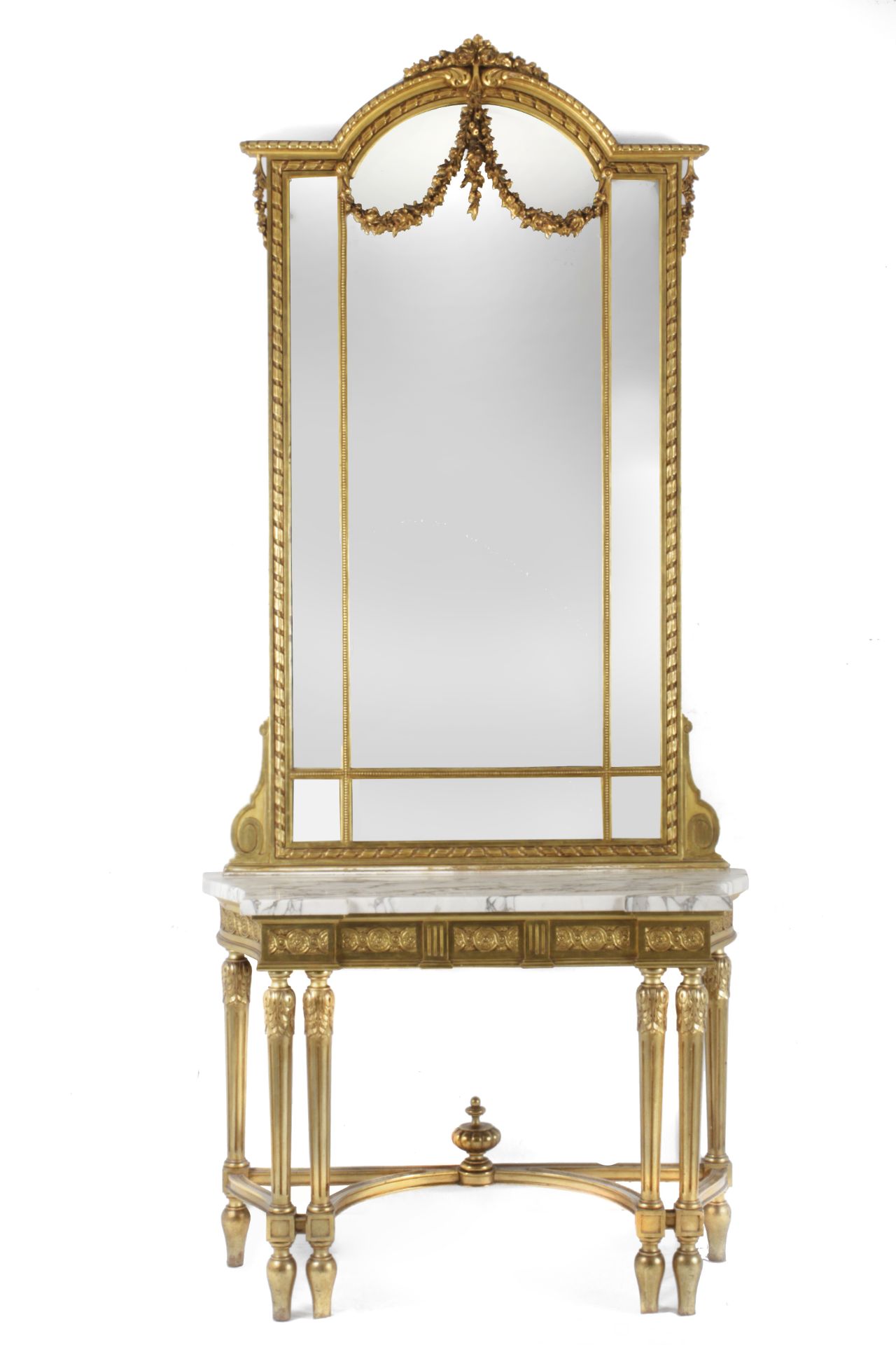 A 20th century Louis XVI style console table and mirror