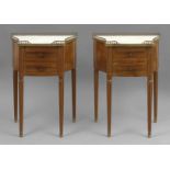 A pair of Louis XVI style walnut side tables circa 1900