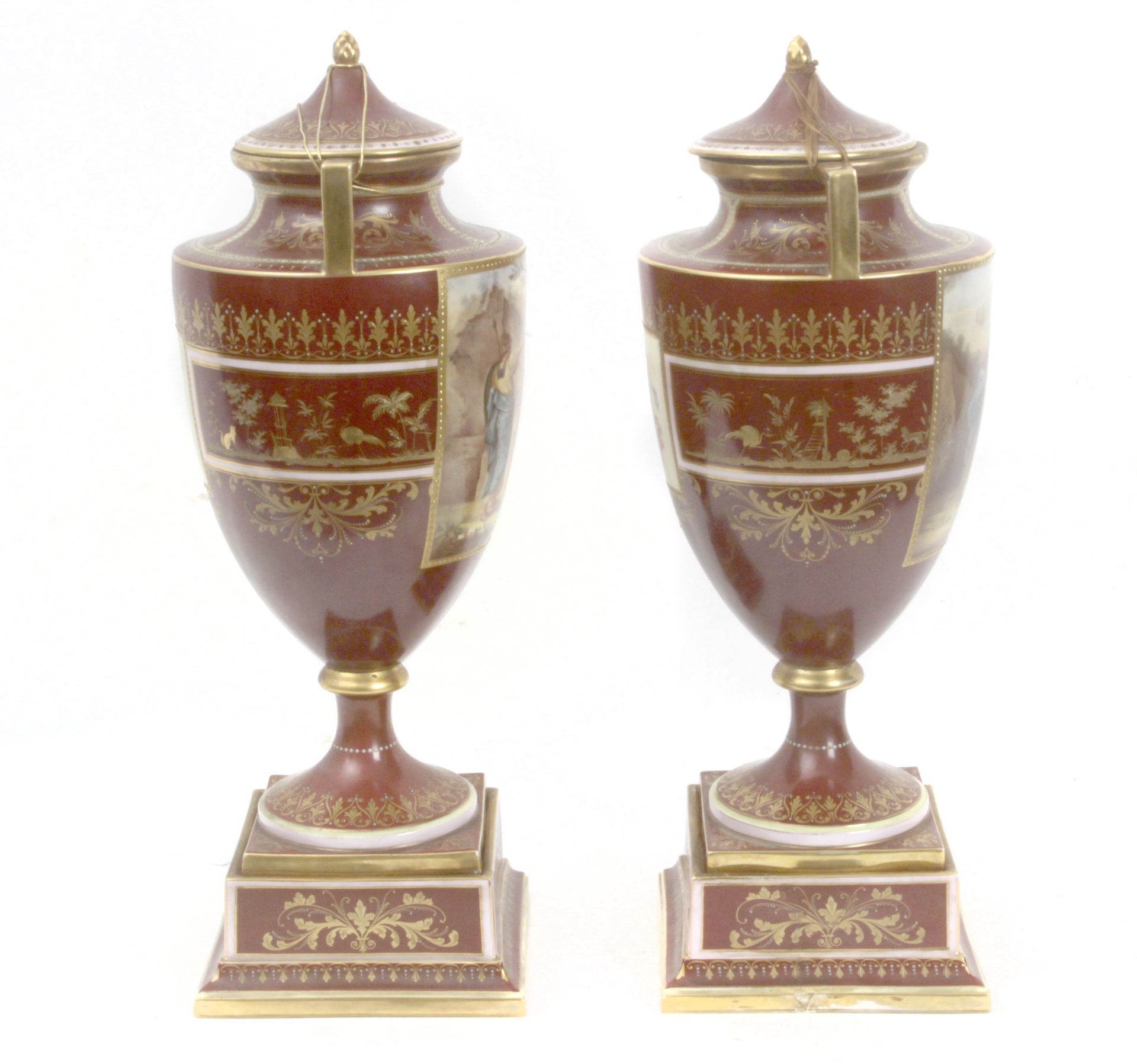 A pair of decorative vases circa 1890 in Royal Vienna porcelain - Bild 4 aus 8