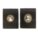 A pair of French miniature portraits of dames circa 1900