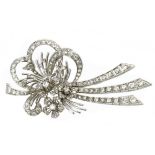 A diamond brooch circa 1950 in a platinum flowery setting