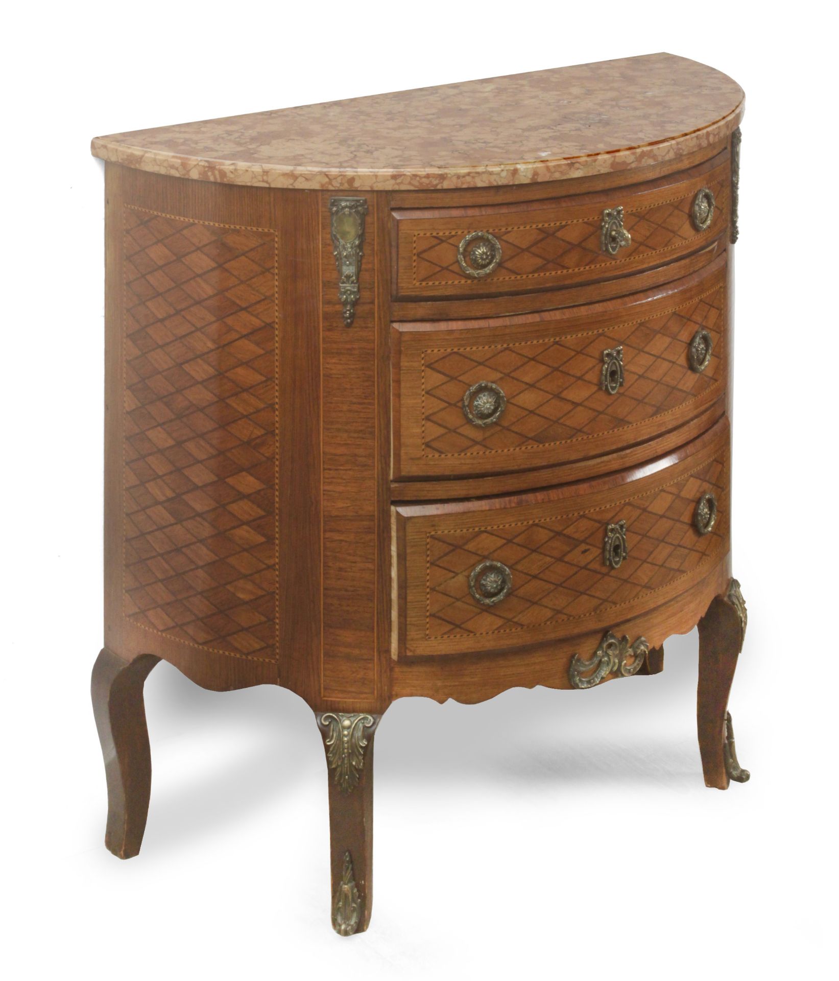 A Luis XVI walnut half moon chest of drawers circa 1800 - Bild 2 aus 5