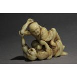 A mid 19th century Japanese netsuke from Edo period. Signed Harumin