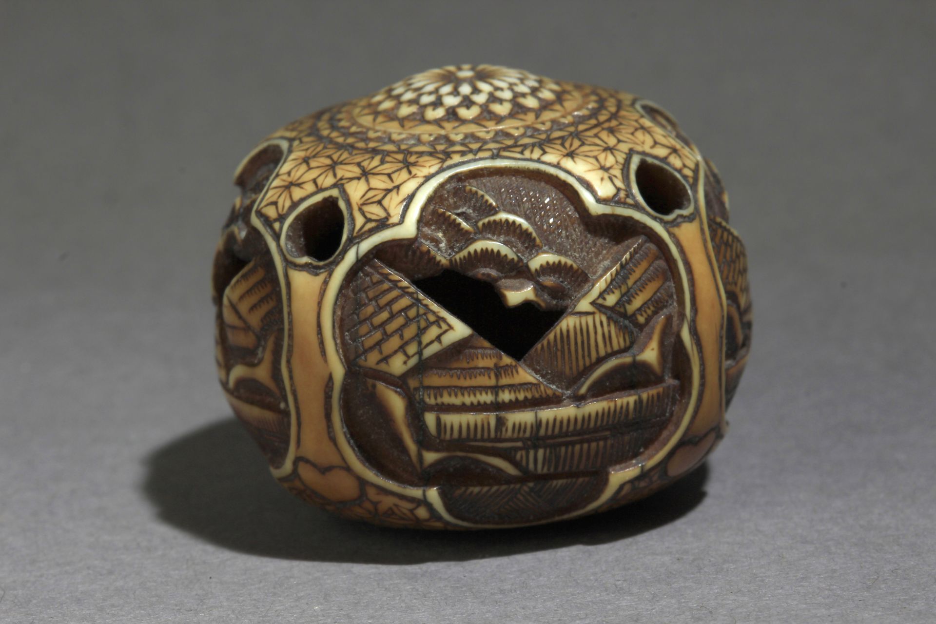 A 19th century Japanese manju-ryusa type netsuke