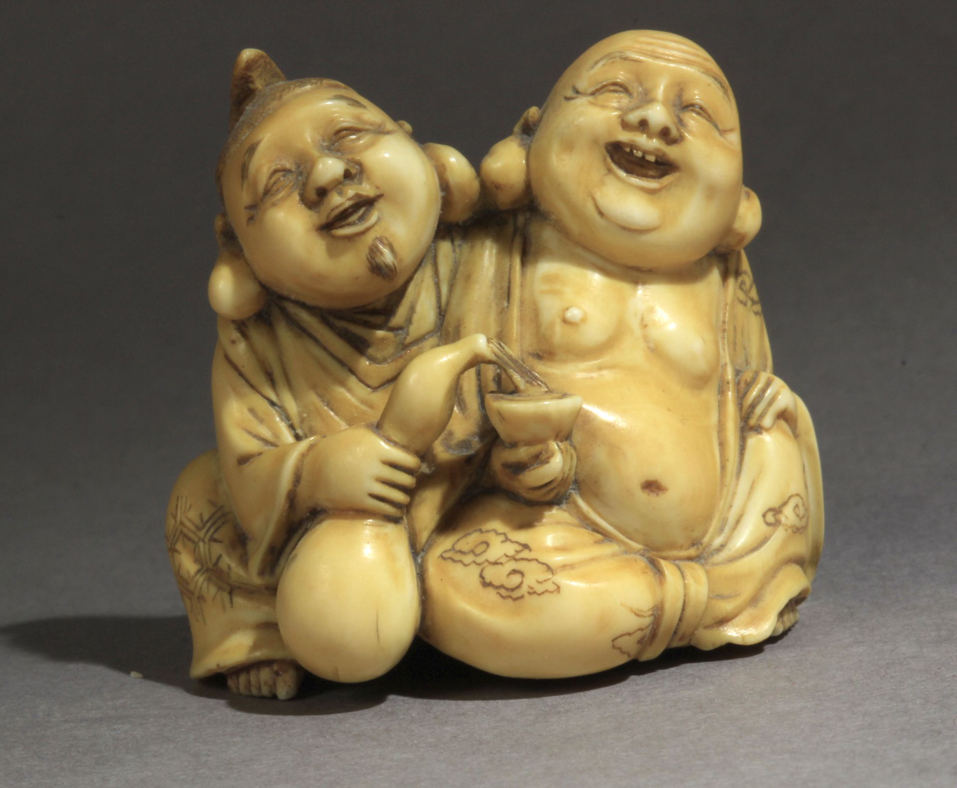 A late 19th century Japanese netsuke from Meiji period. Signed Toshimitsu