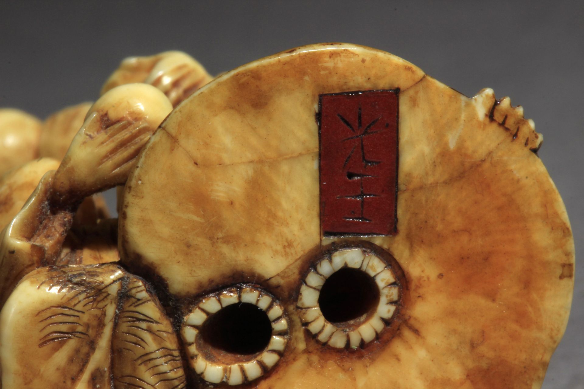 A late 19th century Japanese netsuke from Meiji period. Signed Kogyoko - Image 9 of 9