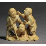 A late 19th century Japanese netsuke-okimono from Meiji period. Signed Tsugukazu