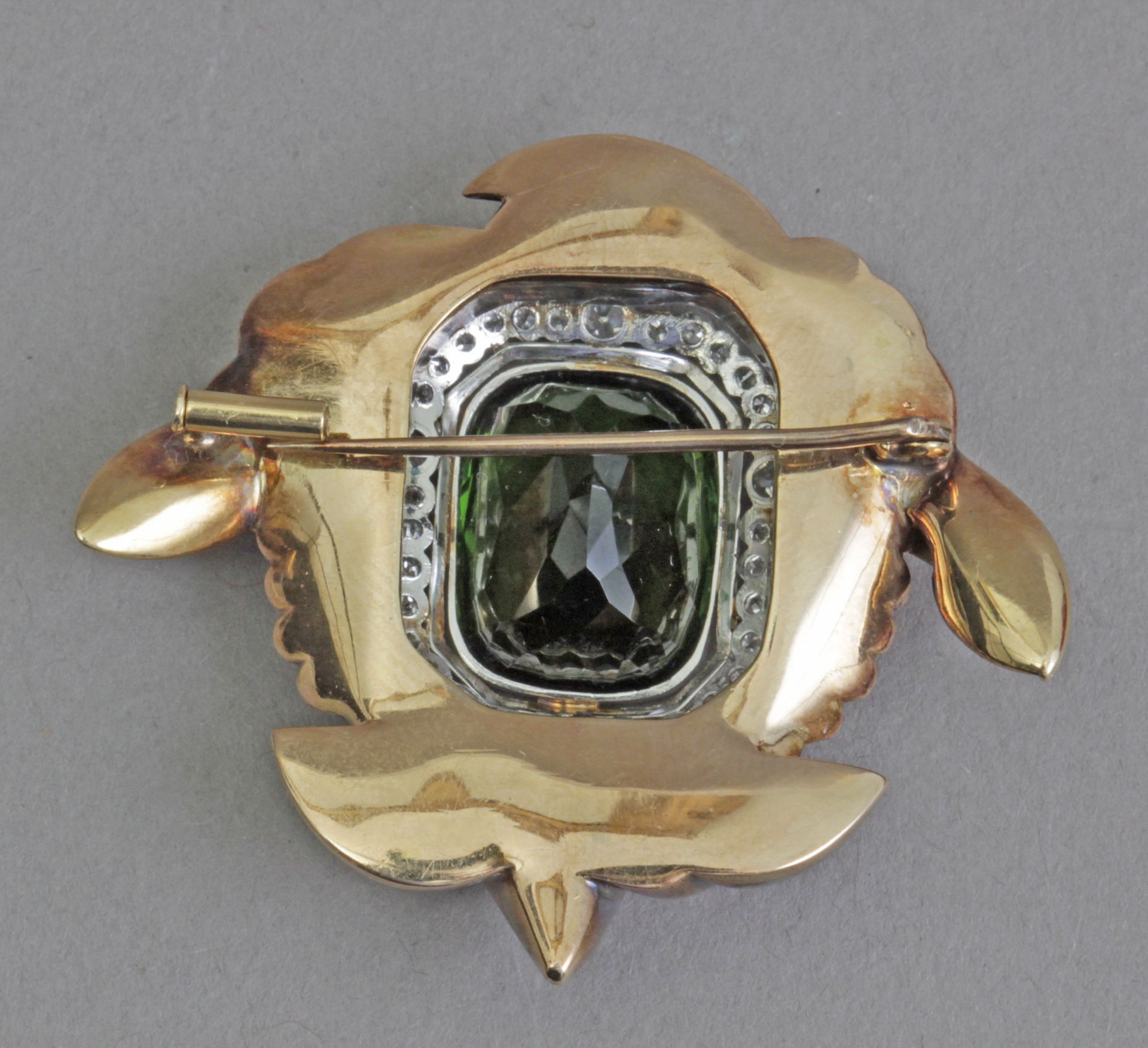A first half of 20th century tourmaline and diamond brooch - Bild 3 aus 4