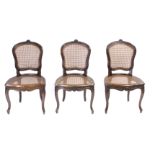 A set of three walnut chairs, England, Regency period circa 1820