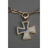 Gavello. Gold enamel and diamond link necklace with a Maltese cross pendant