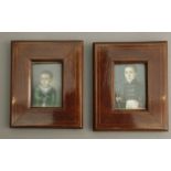 A pair of 19th century Spanish portrait miniatures of two children