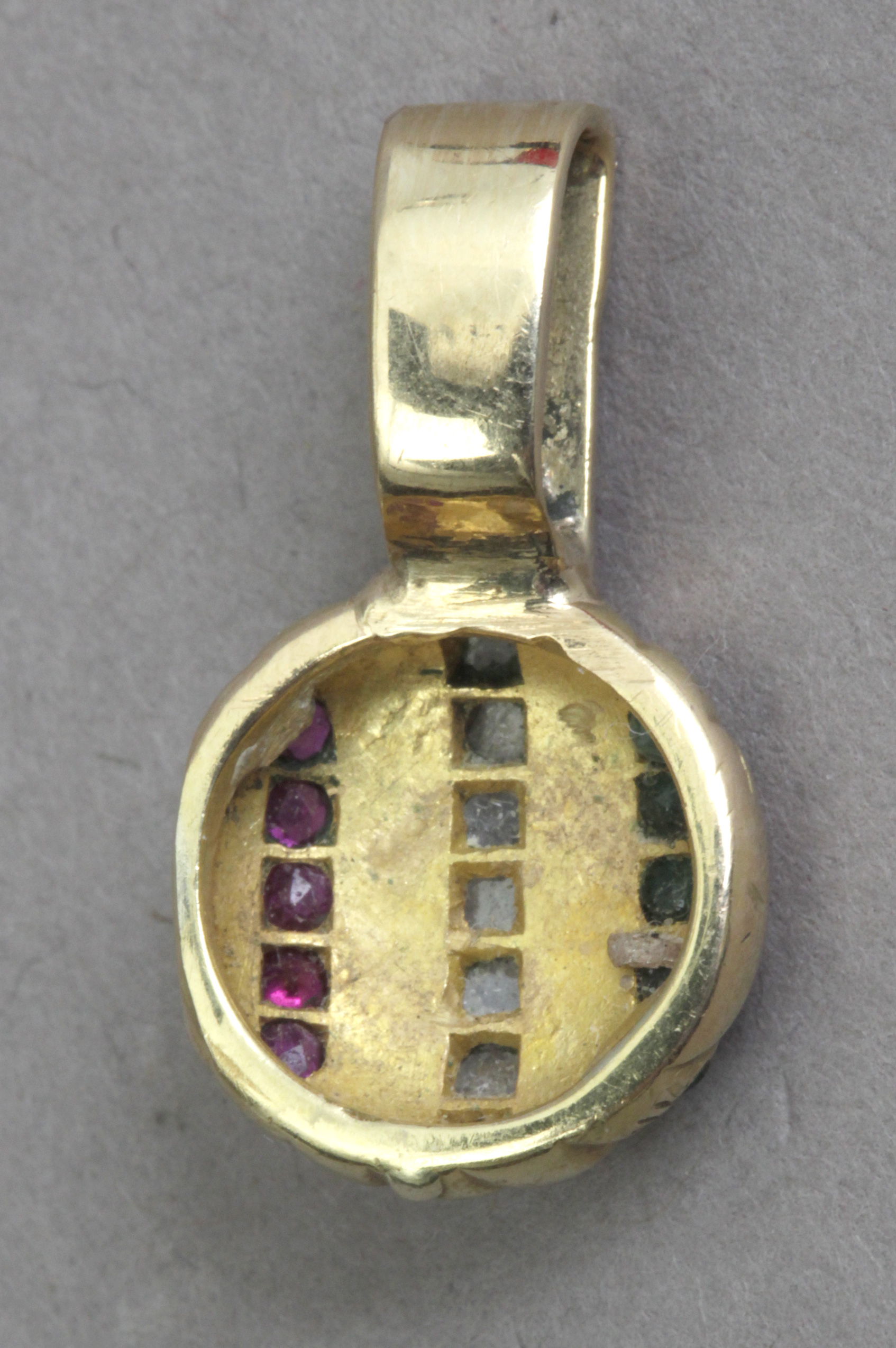 A rubies, emerald,and sapphire pendant with an 18k. yellow gold setting - Image 5 of 5