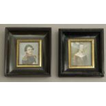 A pair of 19th century Spanish portrait miniatures of a dame and a general
