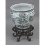 A late 18th century-early 19th century Famille Verte cache pot from Qing period